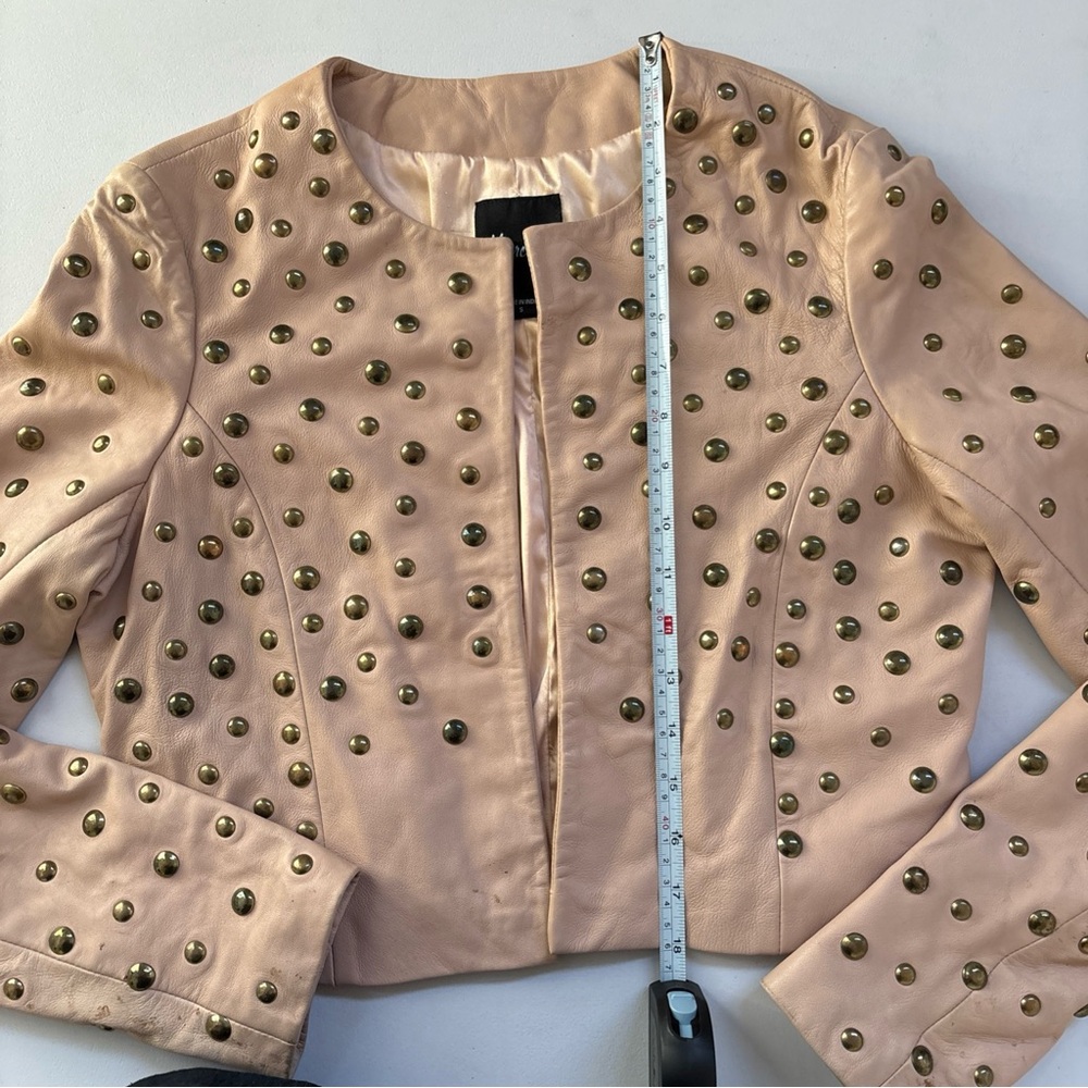 Sz S Marciano Blush Studded Leather women’s Jacket used with defects - Picture 4 of 16